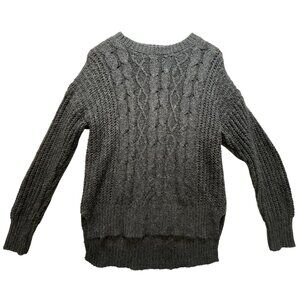 Amreican Eagle Women's Cable Knit Pullover Sweater Long Sleeve Size S Dark Gray